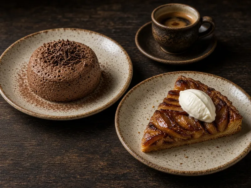 Mousse au chocolat et tarte Tatin