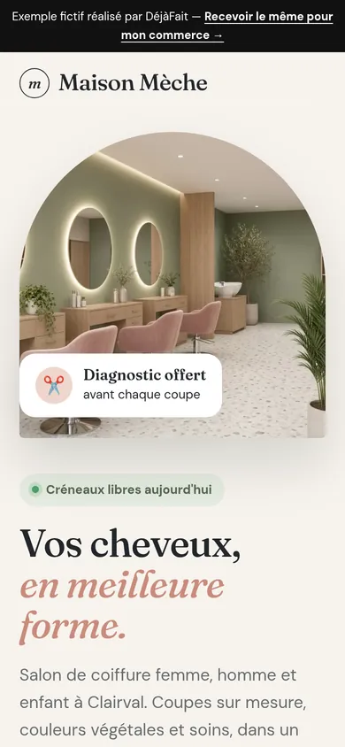 Le même site sur mobile