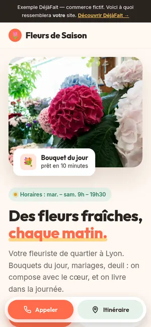 Le même site sur mobile