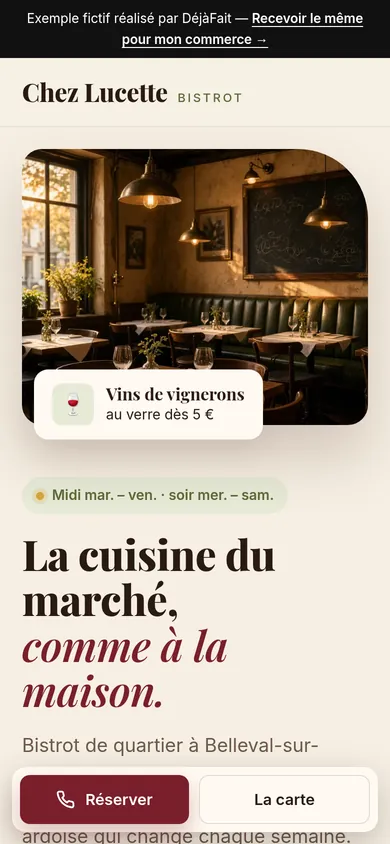 Le même site sur mobile
